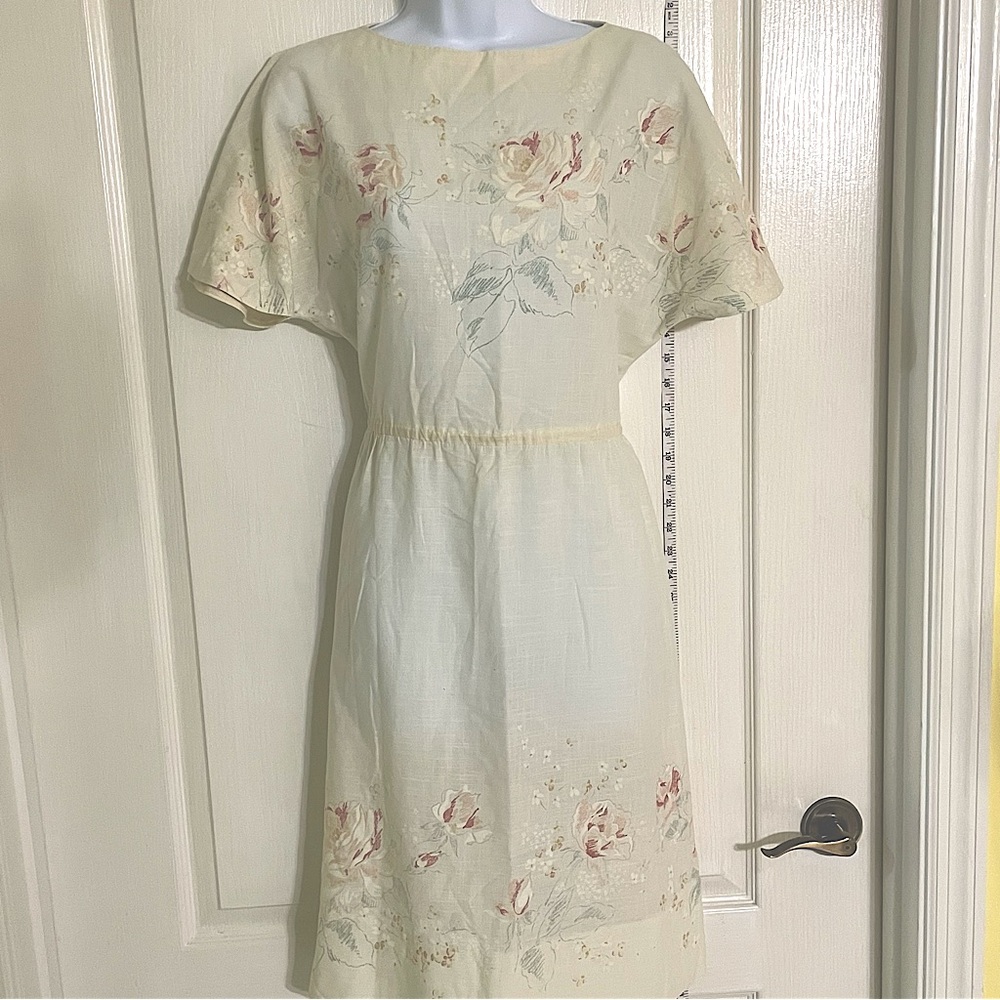 Vintage Handmade Floral Cream Dress